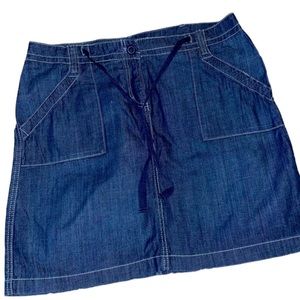 New York & Company Women's Blue Jean Skirt Size 12 with tie strings denim pocket